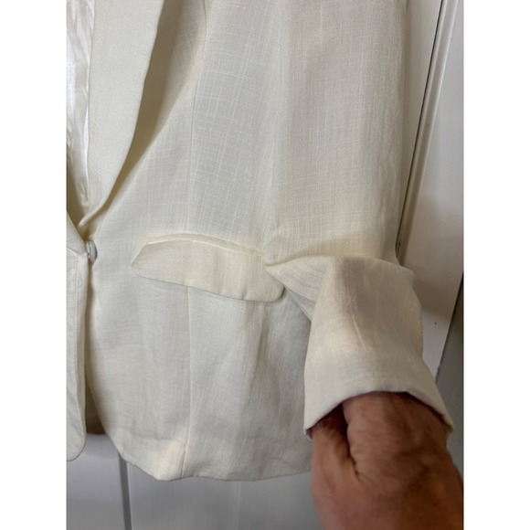 ark & co Cream Linen Blend Shawl Collar Single Button Blazer Jacket Size M - Picture 2 of 10